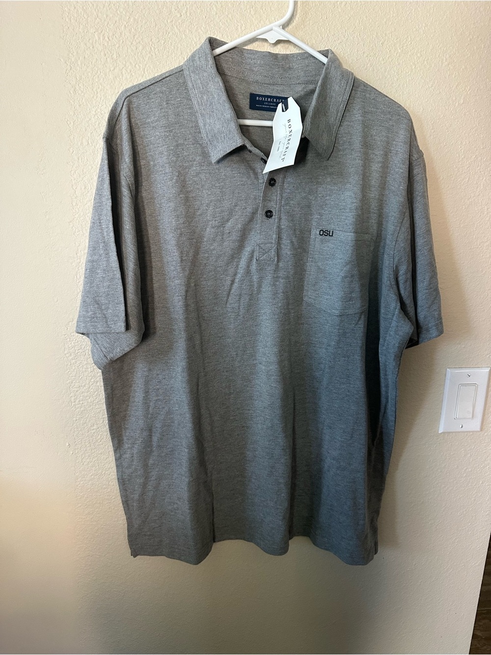 Boxercraft Men’s Gray Polo Shirt with OSU Pocket Embroidery size 2X/ NWT 1031